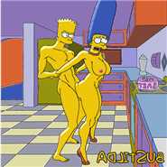 Bart and Marge Simpson celebrating his 18th birthday